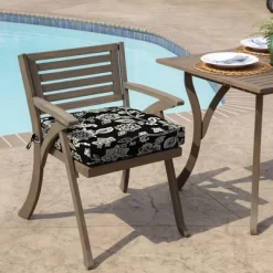 Arden Selections 21" X 21" Ashland Jacobean Outdoor Seat Cushion Black