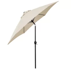 9' X 9' Aluminum Market Patio Umbrella With Crank Lift And Push Button Tilt Antique Beige - Astella