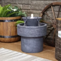 Sunnydaze Decor Sunnydaze 20"H Electric Resin 2-Tier Round Bird Bath Outdoor Water Fountain With LED Lights -Outdoor Decoration Store GUEST 47f303fe 917e 4b83 871b cf648bd4d6f2