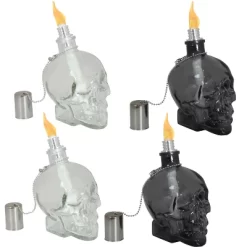 Sunnydaze Decor Sunnydaze Grinning Skull Glass Tabletop Torches - Clear And Black -Outdoor Decoration Store GUEST 48e4a326 c5f6 4fe2 8325 84539c186dd6