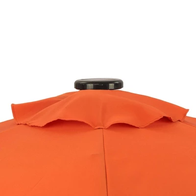 7.5' X 7.5' Solar LED Patio Umbrella Orange - Wellfor 9 7.5' X 7.5' Solar LED Patio Umbrella Orange - Wellfor - Image 7