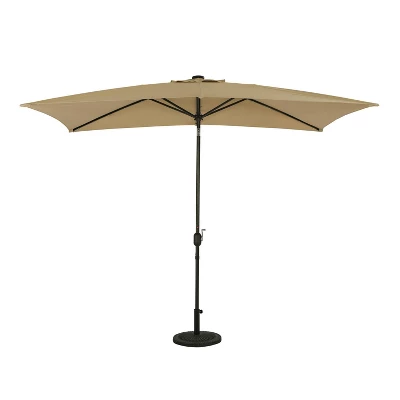10' X 6.5' Rectangular Nassau Market Patio Umbrella With LED Bulb Lights Champagne - Island Umbrella 4 10' X 6.5' Rectangular Nassau Market Patio Umbrella With LED Bulb Lights Champagne - Island Umbrella - Image 2