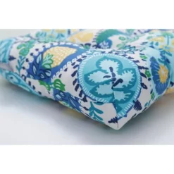 Outdoor/Indoor Wicker Loveseat Cushion Amalia Paisley Blue - Pillow Perfect