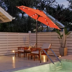 7.5' X 7.5' Solar LED Patio Umbrella Orange - Wellfor 24 7.5' X 7.5' Solar LED Patio Umbrella Orange - Wellfor -Outdoor Decoration Store GUEST 4a9aae58 12ae 4c68 a0ba 8da65067c190
