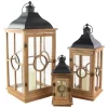 Northlight Set Of 3 Natural Wood Candle Lanterns With Black Metal Tops 26.5" -Outdoor Decoration Store GUEST 4b37f662 6da2 4d39 a050 ef710a5046df