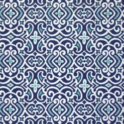 Outdoor/Indoor New Damask Blue Wrought Iron Seat Cushion Set Of 2 - Pillow Perfect