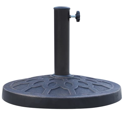 Outsunny 18" 26 Lbs Round Resin Umbrella Base Stand Market Parasol Holder With Beautiful Decorative Pattern & Easy Setup, For Φ1.5", Φ1.89" Pole, For Lawn, Deck, Backyard, Garden, Bronze 5 Outsunny 18" 26 Lbs Round Resin Umbrella Base Stand Market Parasol Holder With Beautiful Decorative Pattern & Easy Setup, For Φ1.5", Φ1.89" Pole, For Lawn, Deck, Backyard, Garden, Bronze - Image 3