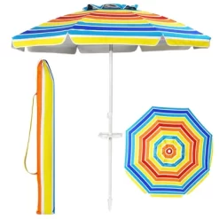 Costway 7.2 FT Portable Beach Umbrella Tilt Sand Anchor Cup Holder W/Carry Bag -Outdoor Decoration Store GUEST 4cad57f6 78a5 4289 a882 b956bd429641
