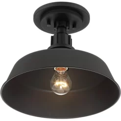 Franklin Iron Works Arnett Rustic Industrial Semi Flush Mount Outdoor Ceiling Light Black 12" Damp Rated For Post Exterior Barn Deck House Porch Yard -Outdoor Decoration Store GUEST 4db5334a 9ad8 4b60 ac3e 2e94fc58a19c
