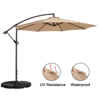 Nature Spring Manual-Crank Offset Swivel Patio Umbrella – Beige 3 Nature Spring Manual-Crank Offset Swivel Patio Umbrella – Beige
