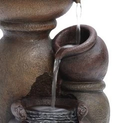 LuxenHome Rustic Brown Resin Pitcher And Urns Birdbath Bowl Outdoor Fountain -Outdoor Decoration Store GUEST 4e58584d bc7f 453a 97d2 b6ef210d93a8