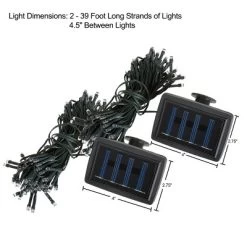Solar Powered String Lights 2 Pack - 39FT Long, 100 White LED Fairy Lights, Steady Or Twinkle Mode - Outdoor Or Wedding Decorations By Pure Garden