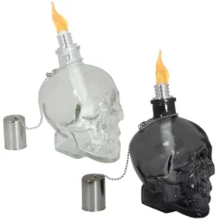 Sunnydaze Decor Sunnydaze Grinning Skull Glass Tabletop Torches - Clear And Black -Outdoor Decoration Store GUEST 5035e576 891b 448c 85ea 632b2bfdc05a