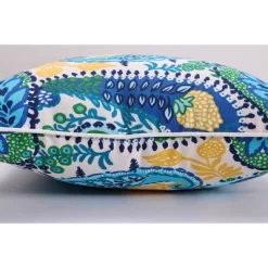25" Outdoor/Indoor Floor Pillow Amalia Paisley Blue - Pillow Perfect