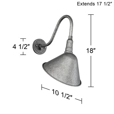 Franklin Iron Works Rustic Farmhouse Outdoor Barn Light Fixture Galvanized 18" Curving Gooseneck RLM Exterior House Porch Patio 8 Franklin Iron Works Rustic Farmhouse Outdoor Barn Light Fixture Galvanized 18" Curving Gooseneck RLM Exterior House Porch Patio - Image 6