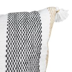 Tan & Black Tick Stripe 30X30 Oversized Filled Outdoor Pillow - Foreside Home & Garden -Outdoor Decoration Store GUEST 51850fb7 c2aa 4082 ba94 2afcf66671f5