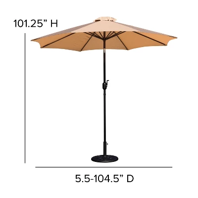 Emma And Oliver Bundled Set - 9 FT Round Umbrella & Universal Cement Waterproof Base 4 Emma And Oliver Bundled Set - 9 FT Round Umbrella & Universal Cement Waterproof Base - Image 2