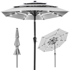 Best Choice Products 10ft 3-Tier Solar Patio Umbrella W/ 24 LED Lights, Tilt Adjustment, Easy Crank -Outdoor Decoration Store GUEST 530c50a1 bd9d 4382 b214 1314548d0fef