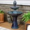 Sunnydaze Decor Sunnydaze 38"H Electric Ceramic 2-Tier Outdoor Water Feature With LED Lights, Green -Outdoor Decoration Store GUEST 5316f0e0 5411 4e4e 9ba5 1e1411e6128b