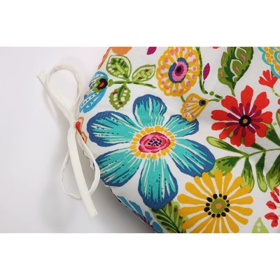 2pk Gregoire Prima Reversible Outdoor Chair Pad Blue - Pillow Perfect 4 2pk Gregoire Prima Reversible Outdoor Chair Pad Blue - Pillow Perfect - Image 2