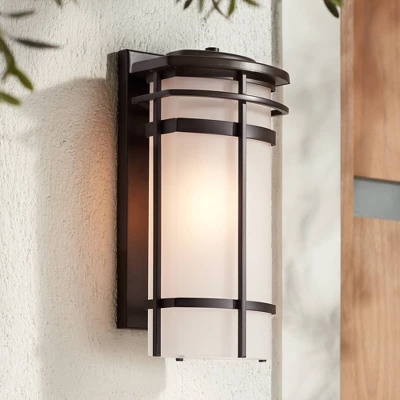 Possini Euro Design Theola Modern Outdoor Wall Light Fixture Bronze LED 16 1/4" Etched Glass Shade For Post Exterior Barn Deck House Porch Yard Patio 3 Possini Euro Design Theola Modern Outdoor Wall Light Fixture Bronze LED 16 1/4" Etched Glass Shade For Post Exterior Barn Deck House Porch Yard Patio