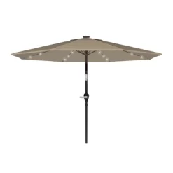 Nature Spring Tilting Patio Umbrella With Solar LED Lights - 10', Sand