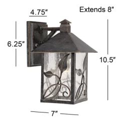 Franklin Iron Works French Garden Rustic Farmhouse Outdoor Wall Light Fixture Bronze Leaf Vine 10 1/2" Clear Seedy Glass For Post Exterior Barn Deck -Outdoor Decoration Store GUEST 55e7daa5 a449 45d7 965f 870a9b5a26d7