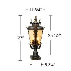 John Timberland Casa Marseille Vintage Rustic Post Light Veranda Bronze Scroll With Pier Mount Adapter 29" Champagne Hammered Glass For Exterior Deck -Outdoor Decoration Store GUEST 563b5b13 7ad6 4d97 998f 20a41751099a