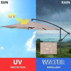 Costway 10' Hanging Umbrella Patio Sun Shade Offset Outdoor Market W/t Cross Base Beige 15 Costway 10' Hanging Umbrella Patio Sun Shade Offset Outdoor Market W/t Cross Base Beige -Outdoor Decoration Store GUEST 567129ea f1b7 4fcf be18 04670d506150