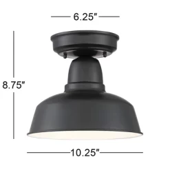 John Timberland Urban Barn Rustic Farmhouse Semi Flush Mount Outdoor Ceiling Light Black Metal 10 1/4" For Post Exterior Barn Deck House Porch Yard -Outdoor Decoration Store GUEST 56a9422c abec 43cc baca 07c424f1cb72