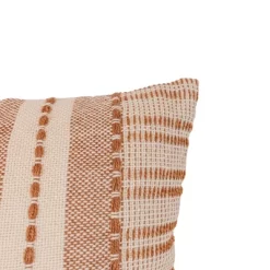 18x18" Hand Woven Rust Geo Stripe Outdoor Pillow Polyester With Polyester Fill By Foreside Home & Garden -Outdoor Decoration Store GUEST 56f43596 fa85 46da b344 18197607a77d