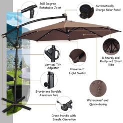 Costway 10FT Patio Offset Umbrella Solar LED 360degrees Rotation Brown 16 Costway 10FT Patio Offset Umbrella Solar LED 360degrees Rotation Brown -Outdoor Decoration Store GUEST 57097f98 ba30 49a5 a829 99c1f368aa11