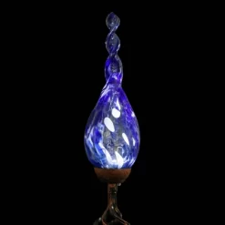 36" Pearlized Glass Solar Flame Stake Blue - Exhart -Outdoor Decoration Store GUEST 57500e8a 1a43 40af 8090 645caeb22522