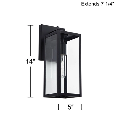 John Timberland Titan Modern Outdoor Wall Light Fixtures Set Of 2 Mystic Black Dusk To Dawn 14" Clear Glass For Post Exterior Barn Deck 9 John Timberland Titan Modern Outdoor Wall Light Fixtures Set Of 2 Mystic Black Dusk To Dawn 14" Clear Glass For Post Exterior Barn Deck - Image 7