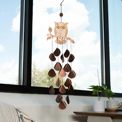 Dawhud Direct 30" H Rustic Copper Owl Wind Chimes - Garden Decoration 5 Dawhud Direct 30" H Rustic Copper Owl Wind Chimes - Garden Decoration - Image 3