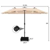 Costway 15Ft Patio Double-Sided Solar LED Market Umbrella Crank Base BeigeTanOrangeBurgundy