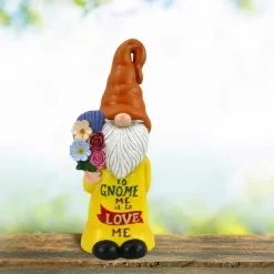 24" Magnesium Oxide "To Gnome Me Is To Love Me" Indoor/Outdoor Garden Gnome Statue Orange/Yellow - Alpine Corporation