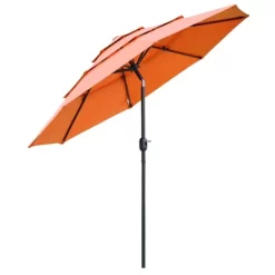 Outsunny 9FT 3 Tiers Patio Umbrella Outdoor Market Umbrella With Crank, Push Button Tilt For Deck, Backyard And Lawn -Outdoor Decoration Store GUEST 5be44203 cb58 43e6 81c4 b71c49086201