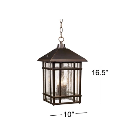 Kathy Ireland Art Deco Outdoor Hanging Light Rubbed Bronze 16 1/2 Seeded Glass Panels Damp Rated For Exterior House Porch Outside 5 Kathy Ireland Art Deco Outdoor Hanging Light Rubbed Bronze 16 1/2 Seeded Glass Panels Damp Rated For Exterior House Porch Outside - Image 3