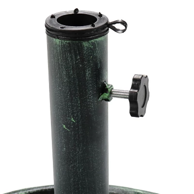 Sunnydaze Decor Sunnydaze Outdoor Heavy-Duty Cast Iron Decorative Design Patio Yard Round Umbrella Base Stand - 17" - Green 4 Sunnydaze Decor Sunnydaze Outdoor Heavy-Duty Cast Iron Decorative Design Patio Yard Round Umbrella Base Stand - 17" - Green - Image 2
