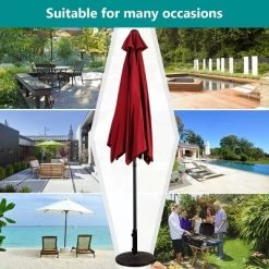 Costway 10FT Patio Umbrella 6 Ribs Market Steel Tilt W/ Crank Outdoor Garden Burgundy -Outdoor Decoration Store GUEST 5dc43b60 372d 4458 ae49 5a90ef4b0ed1
