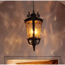 John Timberland Casa Marseille Vintage Rustic Outdoor Hanging Light Veranda Bronze Scroll 26 1/4" Champagne Water Glass For Post Exterior Barn Deck -Outdoor Decoration Store GUEST 5e2c49fa 948a 4ed1 ae6b 6029caffca01