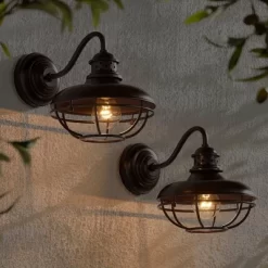 Franklin Iron Works Park Rustic Outdoor Barn Lights Fixtures Set Of 2 Oil Rubbed Bronze 9" Open Cage For Post Exterior Light Barn Deck Post Light Yard -Outdoor Decoration Store GUEST 5e333eec 01c0 4cc2 bac0 3c0ae1b9c9e7