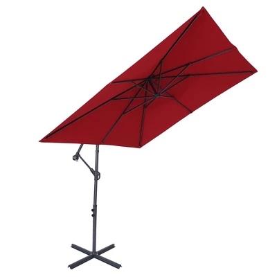 8.2' X 8.2' Square Patio Offset Deck Umbrellas With Cross Base - Wellfor 10 8.2' X 8.2' Square Patio Offset Deck Umbrellas With Cross Base - Wellfor - Image 8