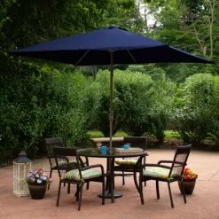 Northlight 10' X 6.5' Outdoor Patio Market Umbrella With Hand Crank - Blue