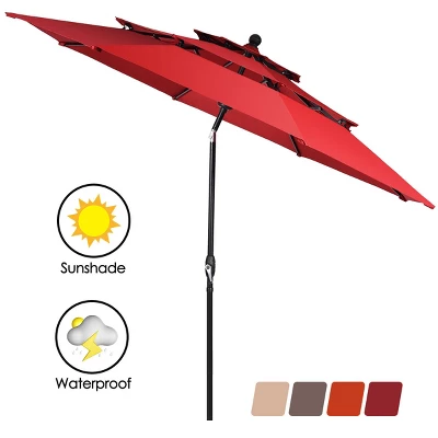 Tangkula Outdoor Auto-tilt Patio Market Umbrella W/ Double Vented 13 Tangkula Outdoor Auto-tilt Patio Market Umbrella W/ Double Vented - Image 11