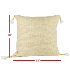 Yellow & White 18X18 Hand Woven Filled Outdoor Pillow - Foreside Home & Garden -Outdoor Decoration Store GUEST 5feb4049 faca 4aae b923 e7eb1f1964ea