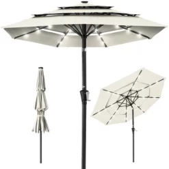 Best Choice Products 10ft 3-Tier Solar Patio Umbrella W/ 24 LED Lights, Tilt Adjustment, Easy Crank -Outdoor Decoration Store GUEST 60517f1a 723c 4d21 b153 142e6d7369ec