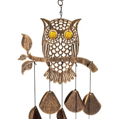 Dawhud Direct 30" H Rustic Copper Owl Wind Chimes - Garden Decoration 4 Dawhud Direct 30" H Rustic Copper Owl Wind Chimes - Garden Decoration - Image 2