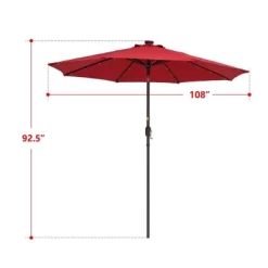 9' X 9' Solar LED Patio Umbrella With Tilt Adjustment And Crank Lift Red - Wellfor 25 9' X 9' Solar LED Patio Umbrella With Tilt Adjustment And Crank Lift Red - Wellfor -Outdoor Decoration Store GUEST 61dc3940 a5b6 42c5 8342 d6a1888b8d02